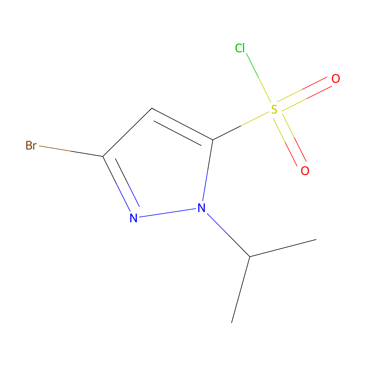 3-bromo-1-(propan-2-yl)-1H-pyrazole-5-sulfonyl chloride molecular structure, CAS 2092095-96-8