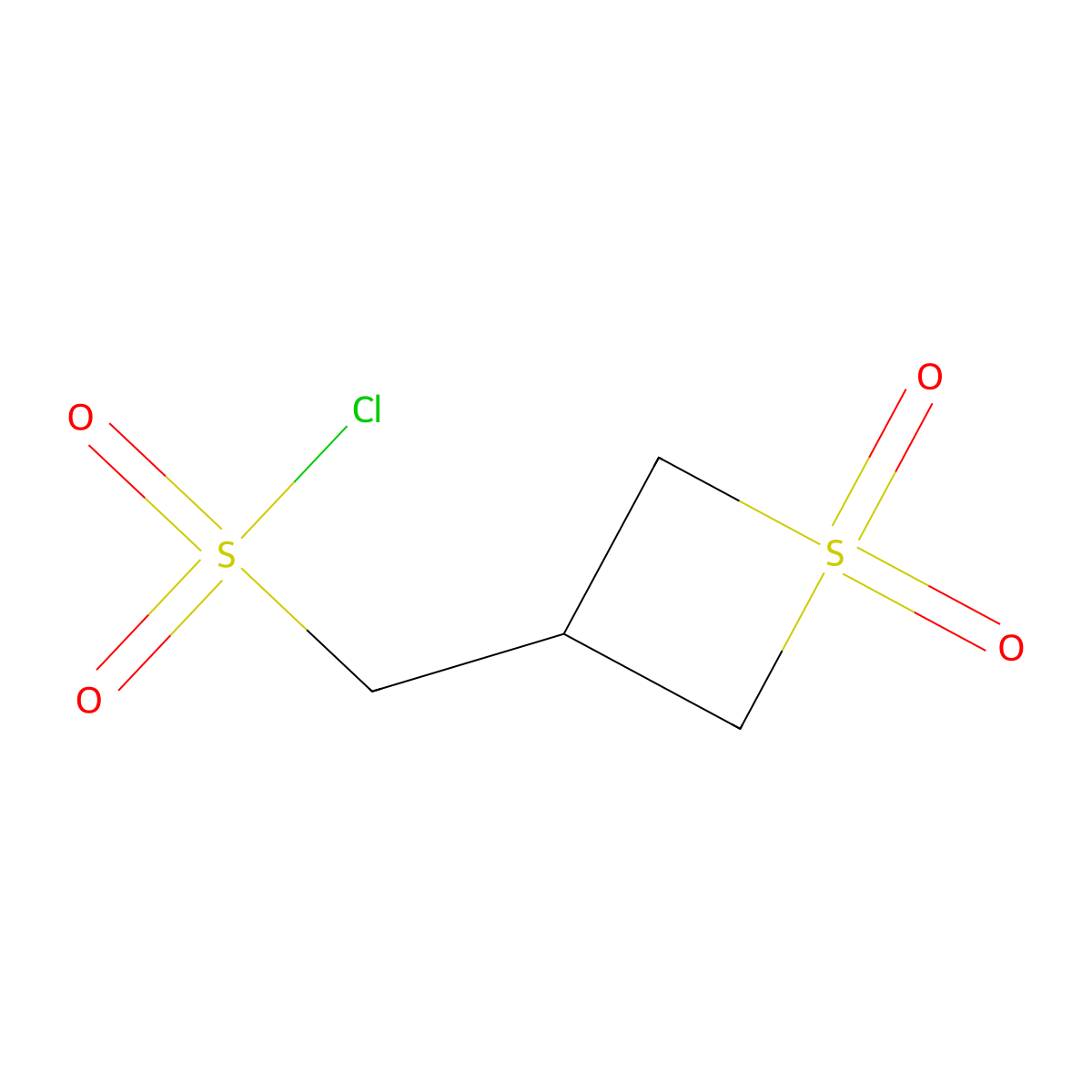 (1,1-Dioxo-1lambda6-thietan-3-yl)methanesulfonyl chloride molecular structure, CAS 2092099-08-4