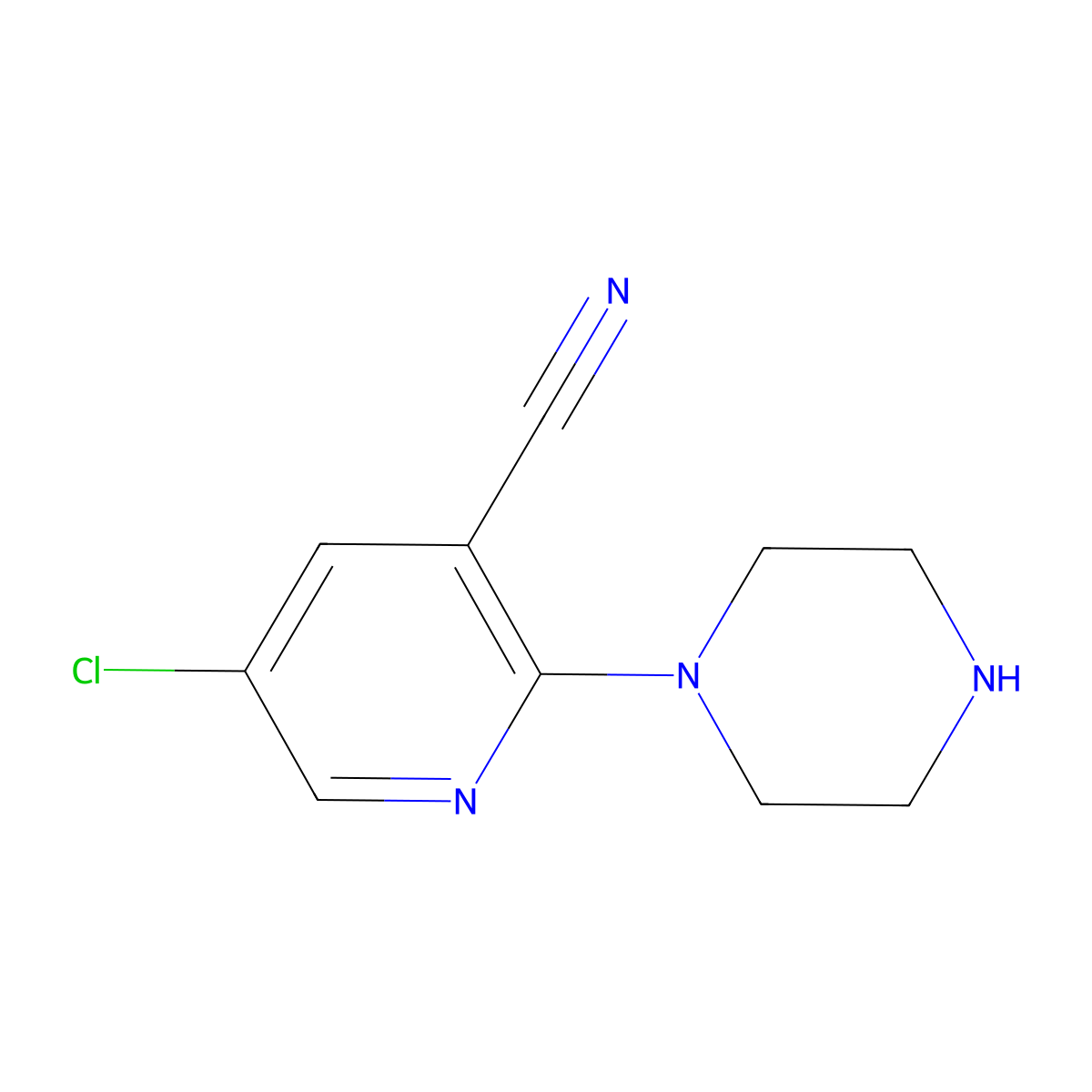 5-Chloro-2-(piperazin-1-yl)nicotinonitrile molecular structure, CAS 2092100-76-8