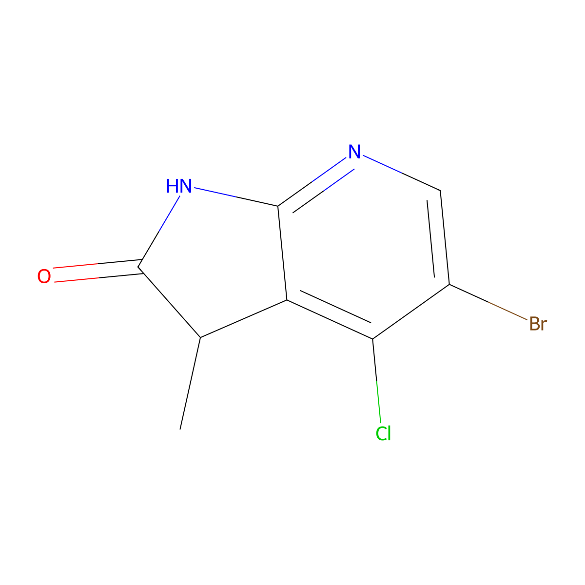 5-Bromo-4-chloro-3-methyl-1H,2H,3H-pyrrolo[2,3-b]pyridin-2-one molecular structure, CAS 2092106-88-0