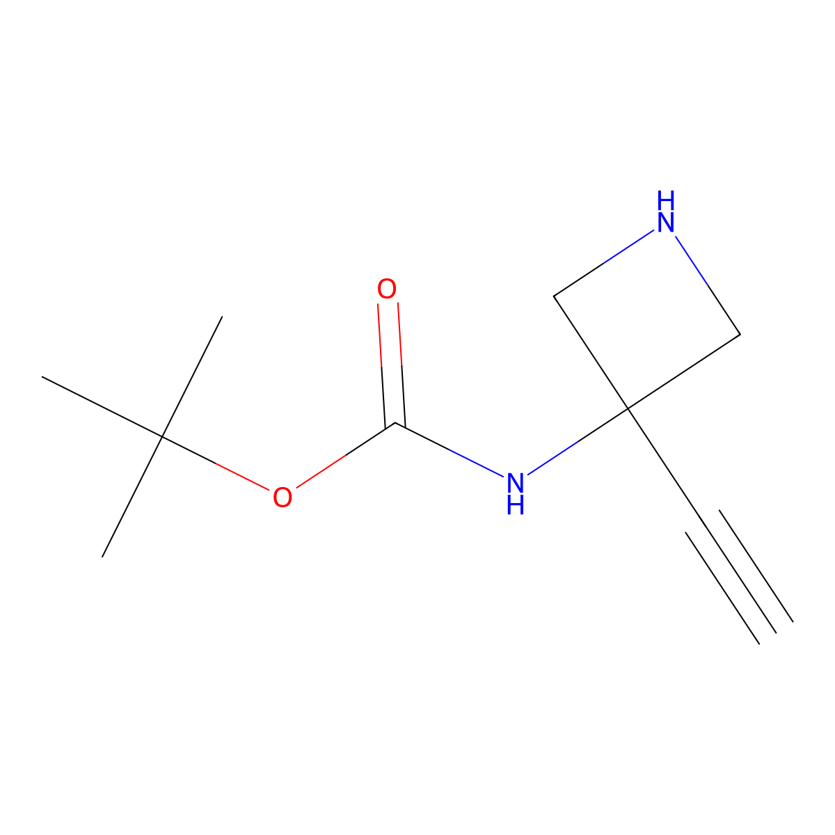 tert-butyl N-(3-ethynylazetidin-3-yl)carbamate molecular structure, CAS 2092107-40-7