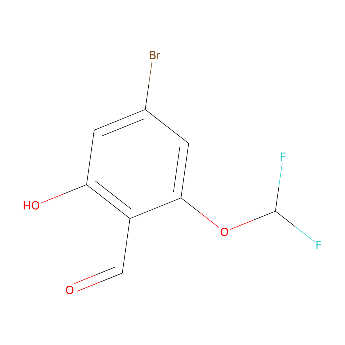 4-Bromo-2-(difluoromethoxy)-6-hydroxybenzaldehyde molecular structure, CAS 2092108-21-7
