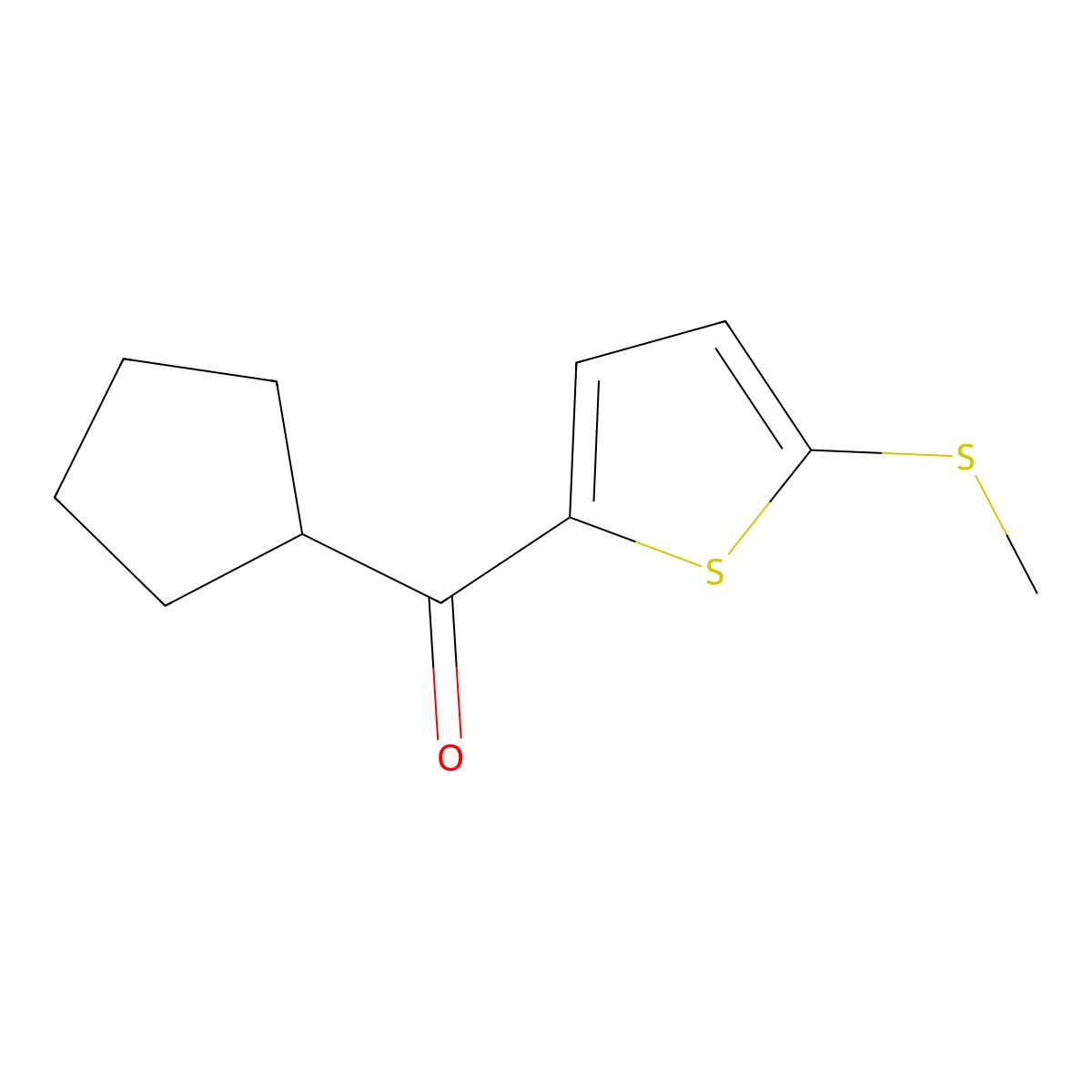 Cyclopentyl[5-(methylthio)-2-thienyl]methanone molecular structure, CAS 2092113-49-8