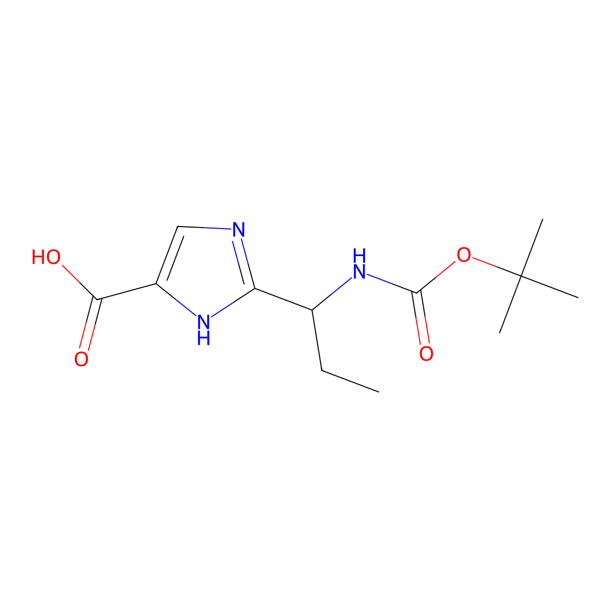 2-(1-{[(tert-butoxy)carbonyl]amino}propyl)-1H-imidazole-4-carboxylic acid molecular structure, CAS 2092114-13-9