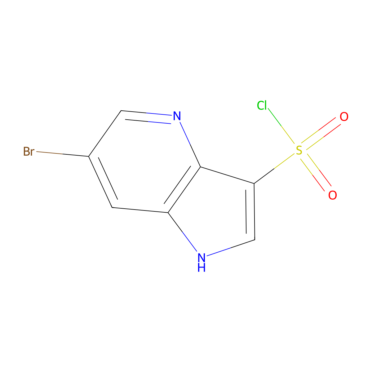 6-bromo-1H-pyrrolo[3,2-b]pyridine-3-sulfonylchloride molecular structure, CAS 2092115-52-9