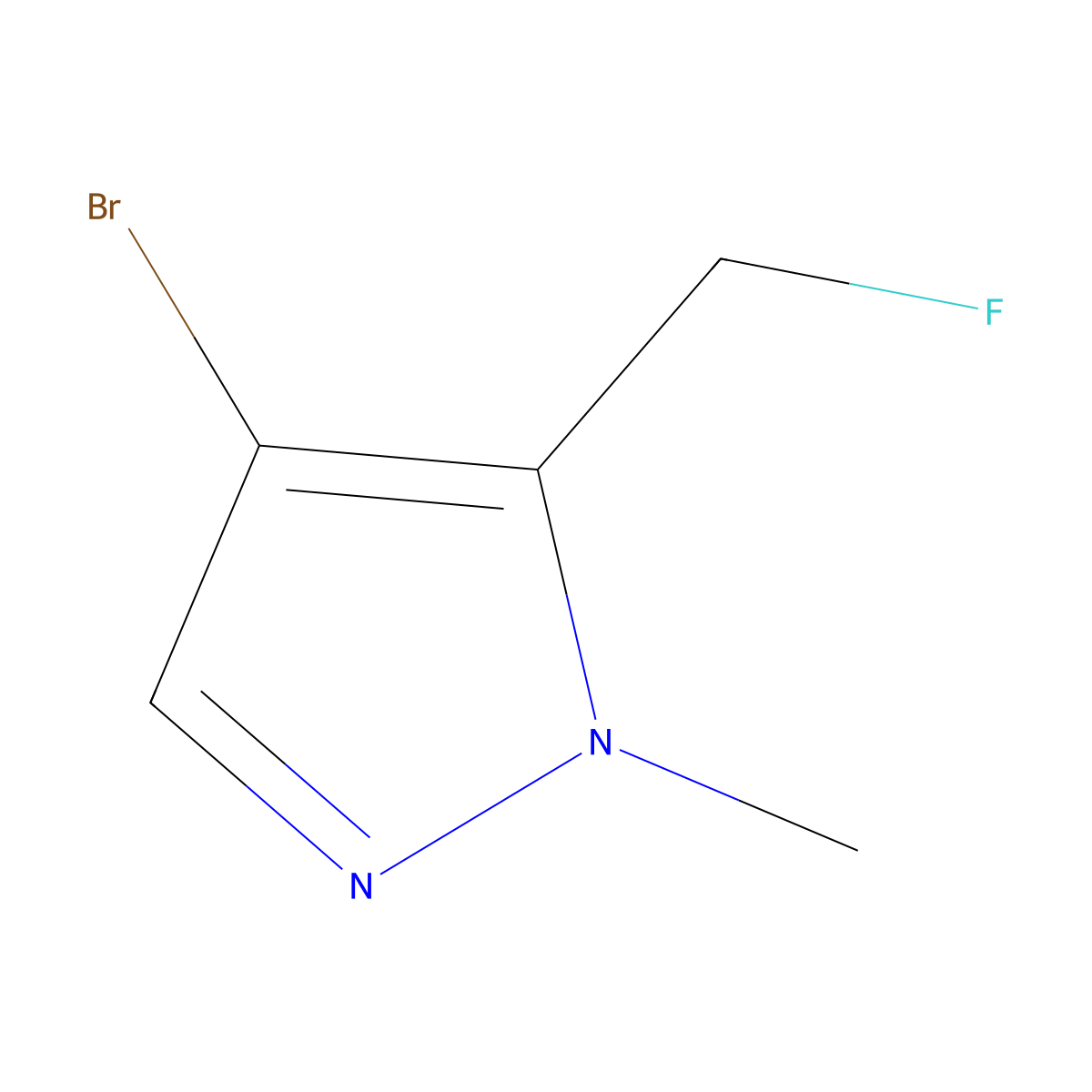 4-bromo-5-(fluoromethyl)-1-methyl-1H-pyrazole molecular structure, CAS 2092120-45-9