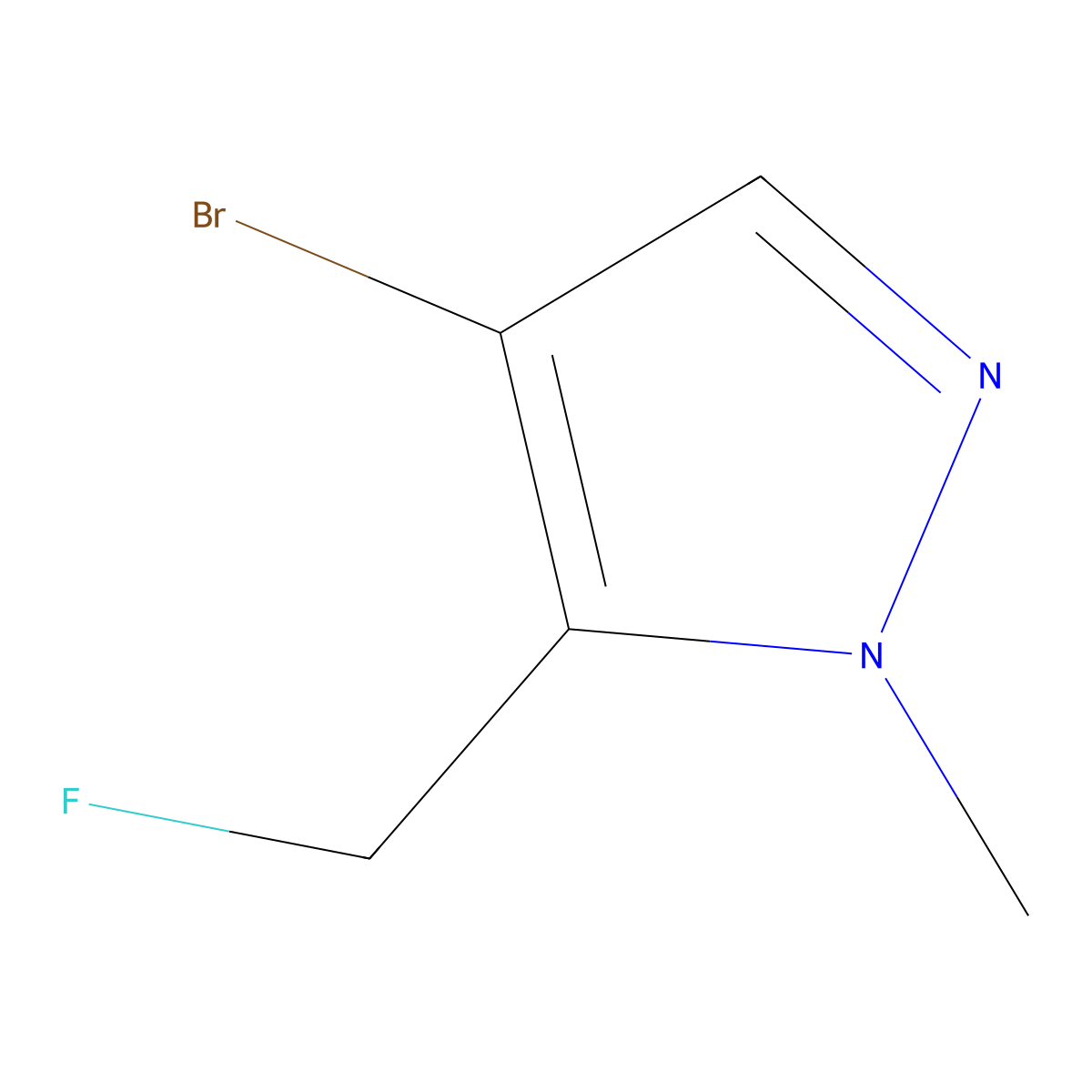4-bromo-5-(fluoromethyl)-1-methyl-1H-pyrazole molecular structure, CAS 2092120-45-9
