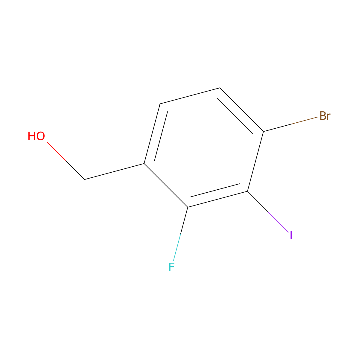 (4-Bromo-2-fluoro-3-iodophenyl)methanol molecular structure, CAS 2092123-94-7