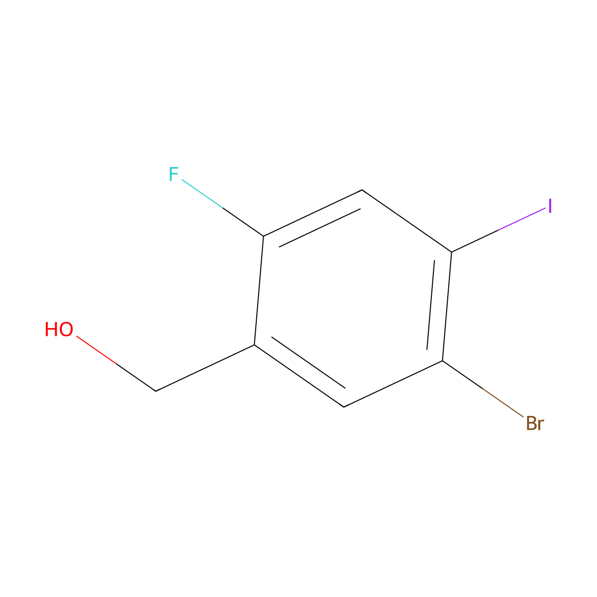 5-Bromo-2-fluoro-4-iodobenZyl alcohol molecular structure, CAS 2092124-00-8