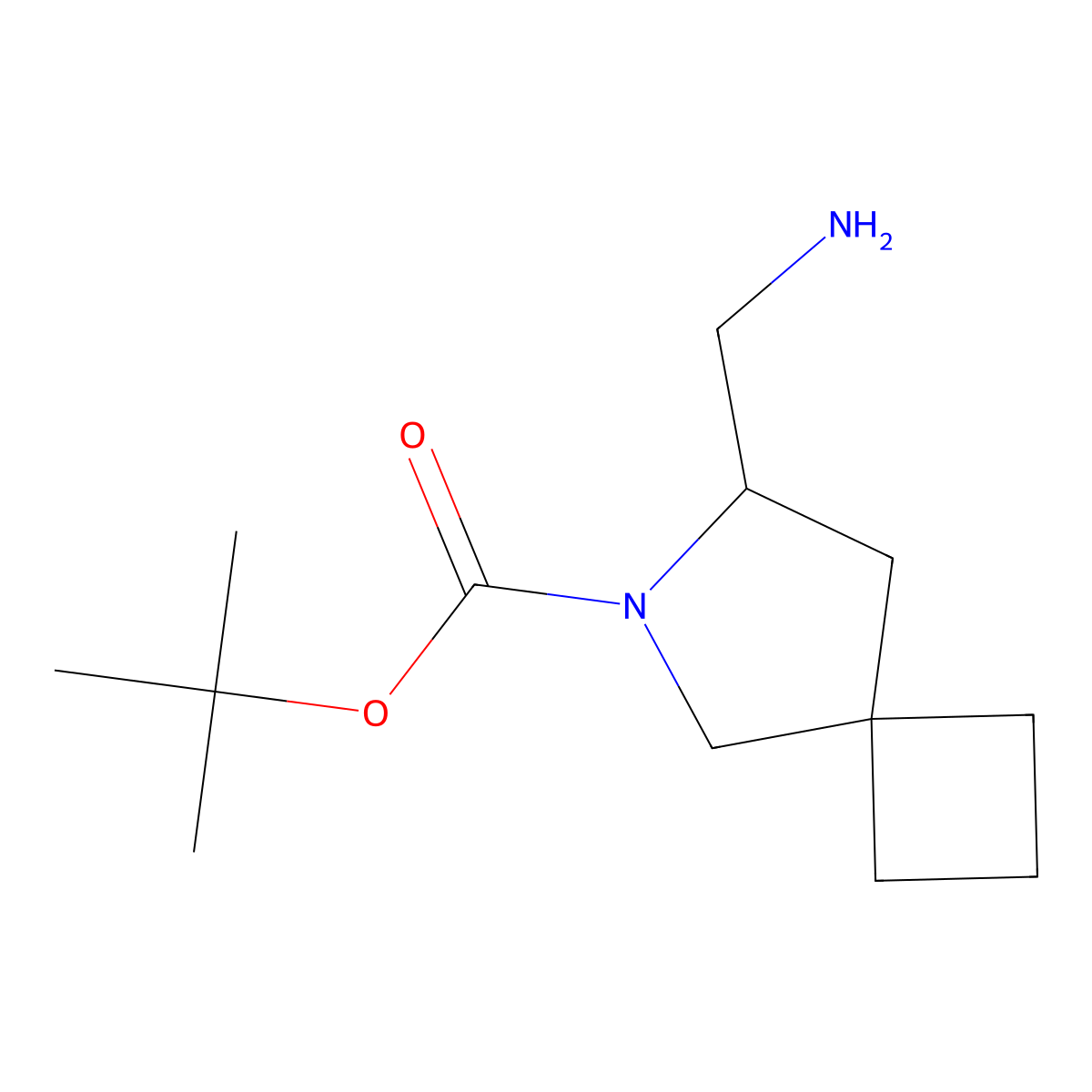 Tert-butyl 7-(aminomethyl)-6-azaspiro(3.4)octane-6-carboxylate molecular structure, CAS 2092124-98-4