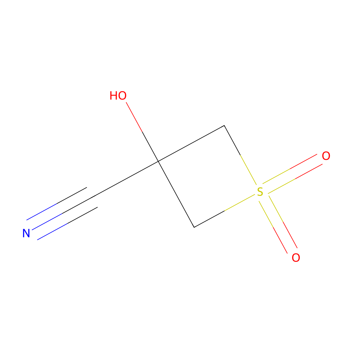3-Hydroxythietane-3-carbonitrile 1,1-dioxide molecular structure, CAS 2092125-31-8