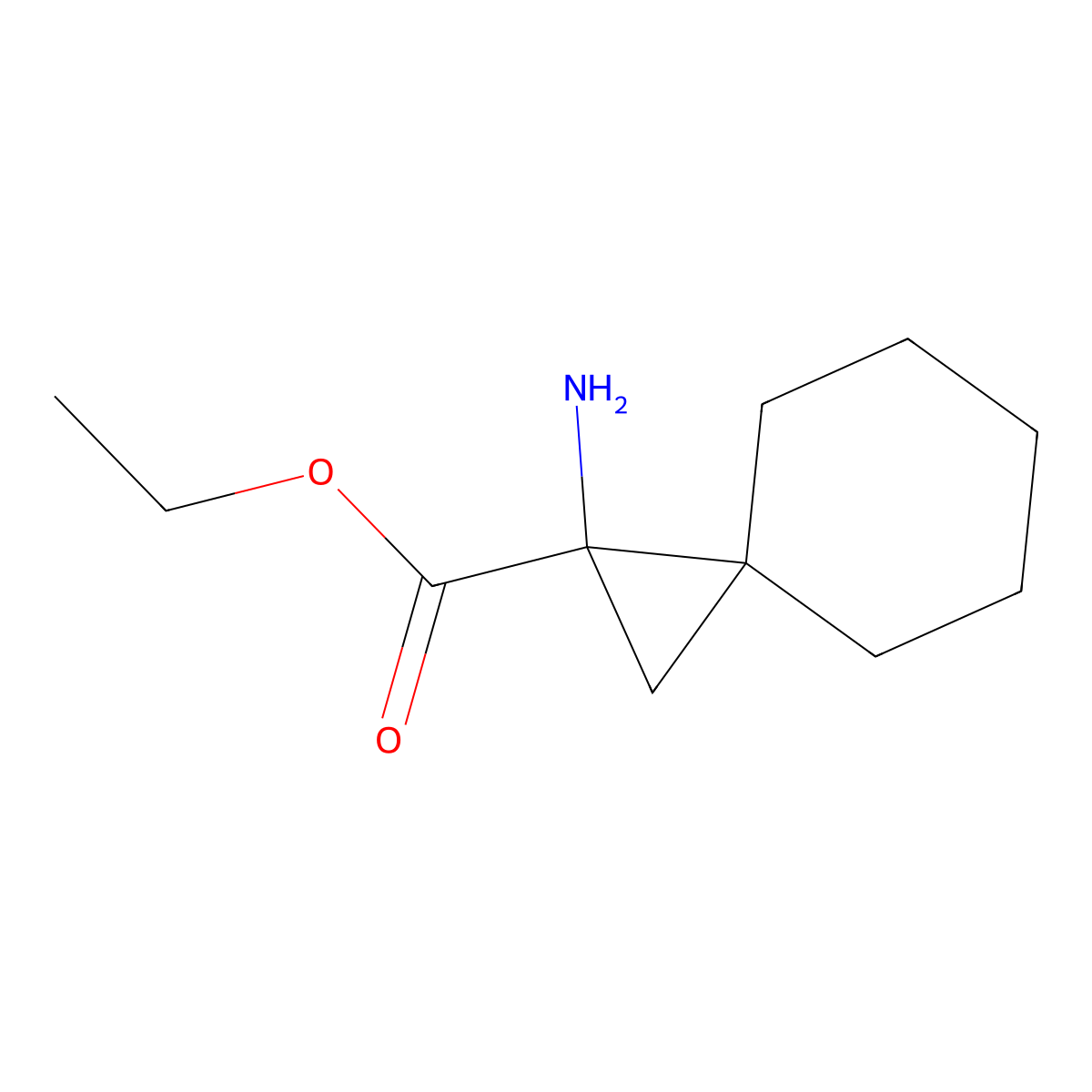 Ethyl 1-aminospiro[2.5]octane-1-carboxylate molecular structure, CAS 2092129-39-8