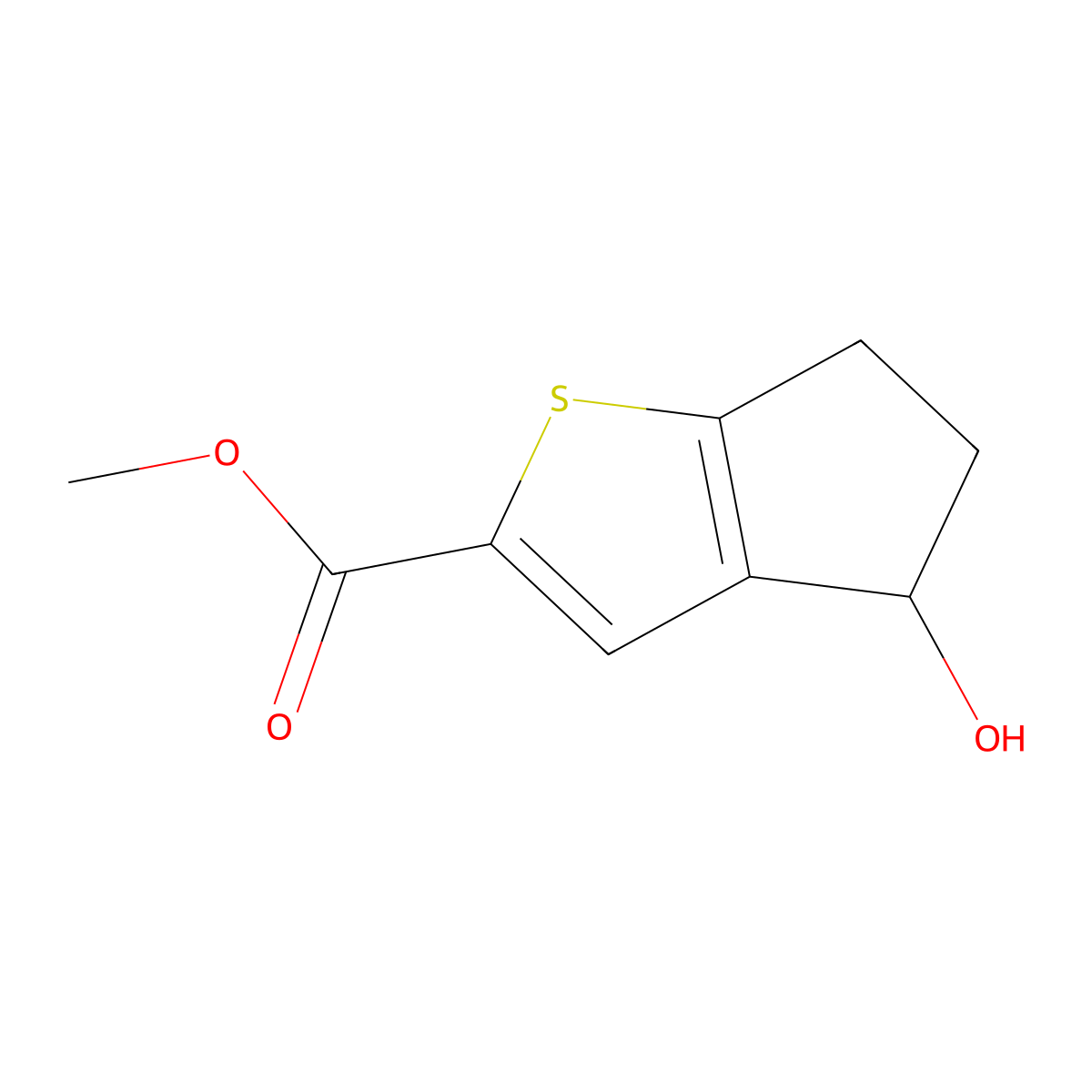 Methyl 4-hydroxy-5,6-dihydro-4H-cyclopenta[b]thiophene-2-carboxylate molecular structure, CAS 2092129-64-9