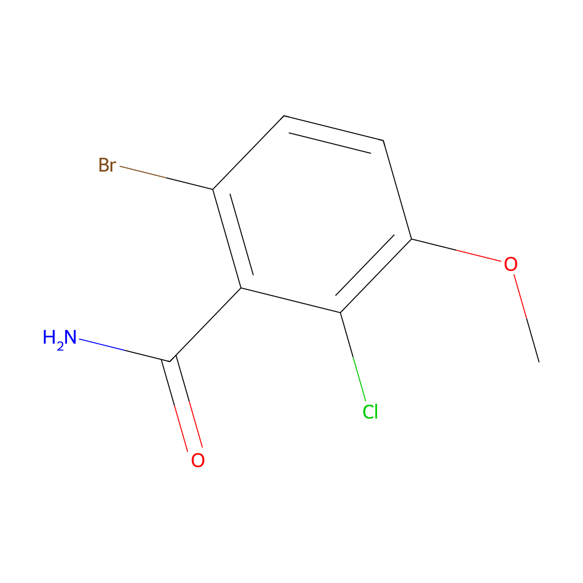 6-Bromo-2-chloro-3-methoxybenzamide molecular structure, CAS 2092138-10-6