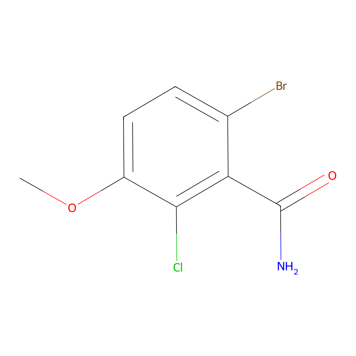 6-Bromo-2-chloro-3-methoxybenzamide molecular structure, CAS 2092138-10-6