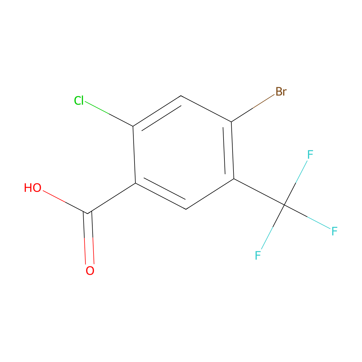 4-Bromo-2-chloro-5-(trifluoromethyl)benzoic acid molecular structure, CAS 2092139-72-3