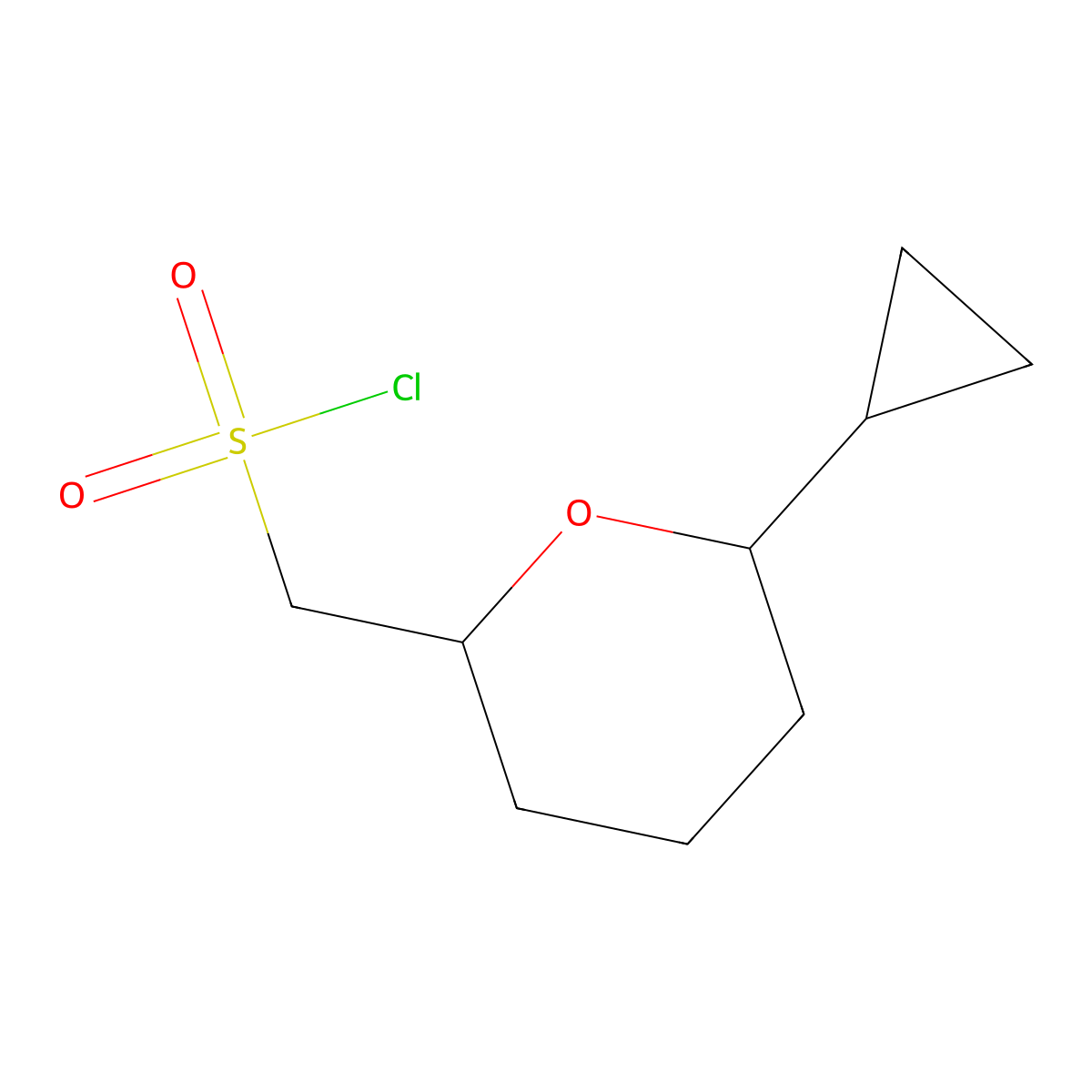 (6-Cyclopropyloxan-2-yl)methanesulfonyl chloride molecular structure, CAS 2092142-14-6