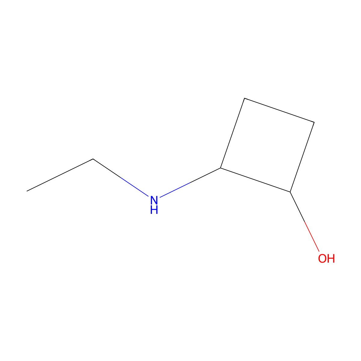 trans-2-(Ethylamino)cyclobutan-1-ol molecular structure, CAS 2092142-62-4