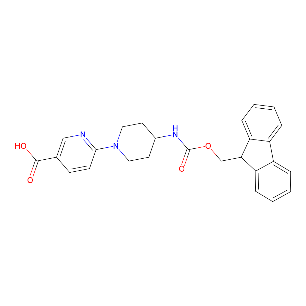 6-[4-({[(9H-fluoren-9-yl)methoxy]carbonyl}amino)piperidin-1-yl]pyridine-3-carboxylic acid molecular structure, CAS 2092143-48-9