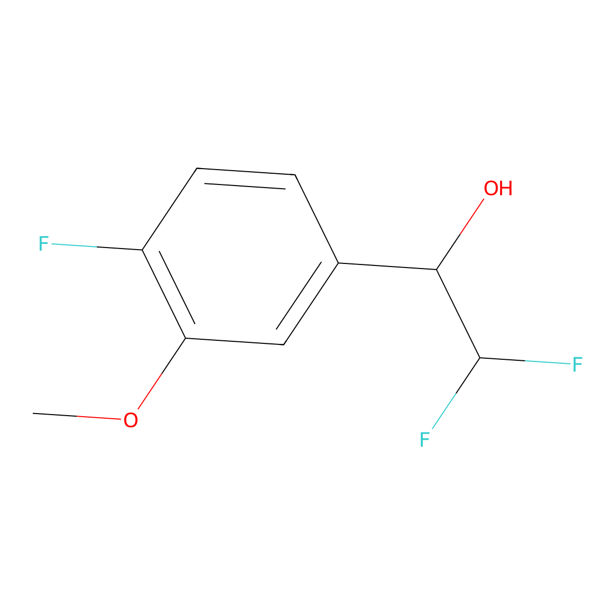 2,2-Difluoro-1-(4-fluoro-3-methoxyphenyl)ethan-1-ol molecular structure, CAS 2092146-23-9