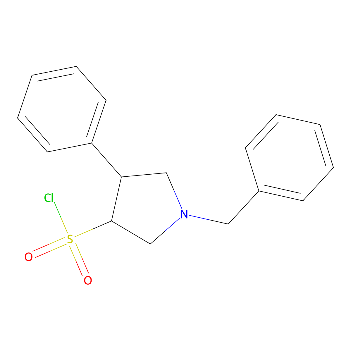 rac-(3R,4S)-1-benzyl-4-phenylpyrrolidine-3-sulfonyl chloride molecular structure, CAS 2092154-26-0