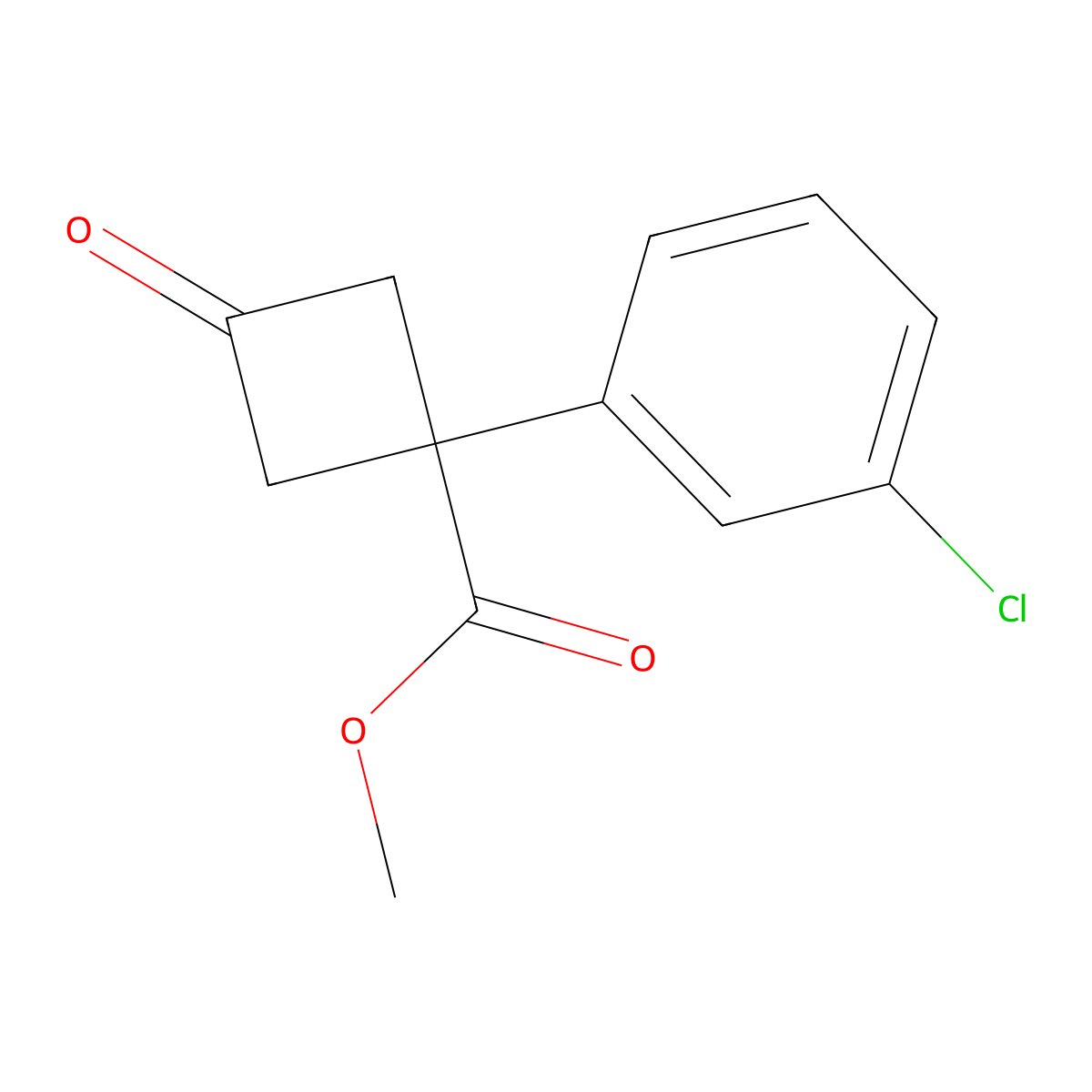Methyl 1-(3-chlorophenyl)-3-oxocyclobutane-1-carboxylate molecular structure, CAS 2092154-42-0