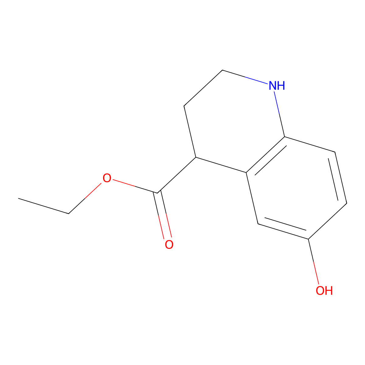 Ethyl 6-hydroxy-1,2,3,4-tetrahydroquinoline-4-carboxylate molecular structure, CAS 2092158-80-8