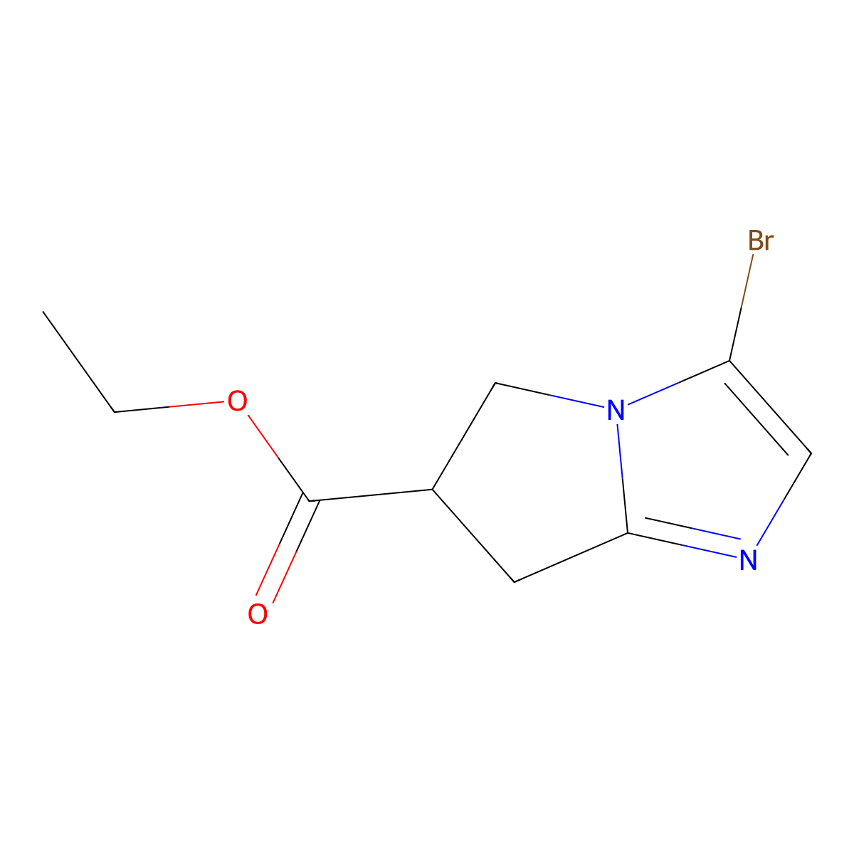 Ethyl 3-bromo-6,7-dihydro-5H-pyrrolo[1,2-a]imidazole-6-carboxylate molecular structure, CAS 2092174-12-2
