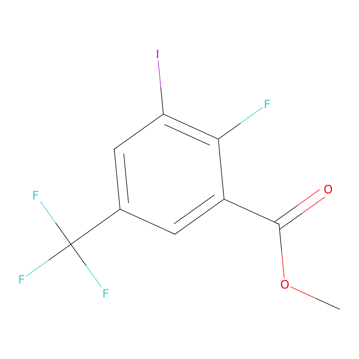 Methyl 2-fluoro-3-iodo-5-(trifluoromethyl)benzoate molecular structure, CAS 2092179-27-4