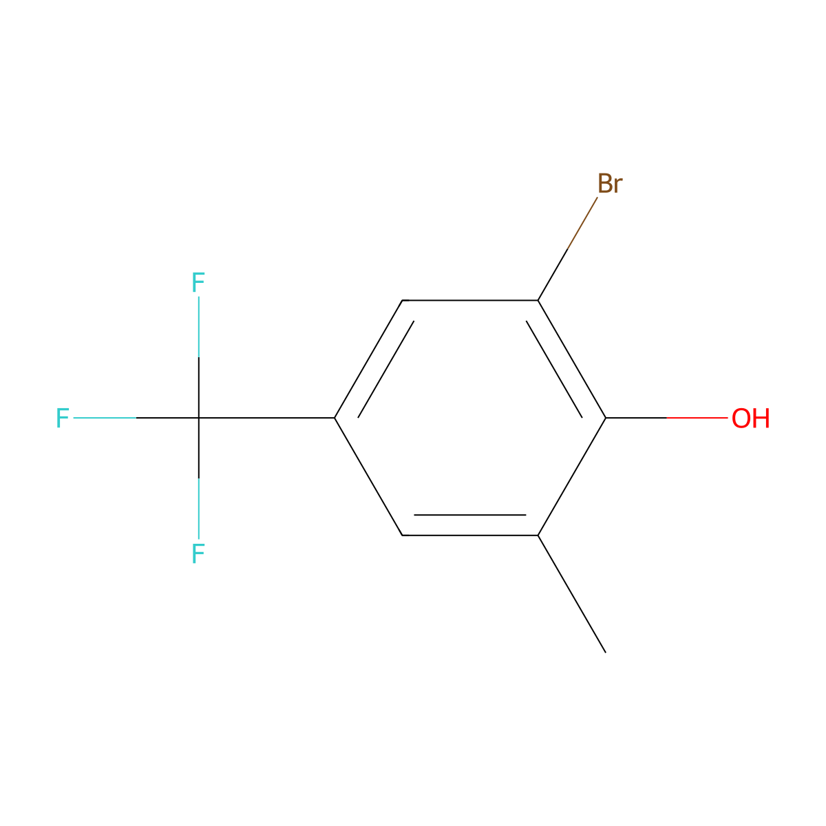 2-Bromo-6-methyl-4-(trifluoromethyl)phenol molecular structure, CAS 2092182-00-6