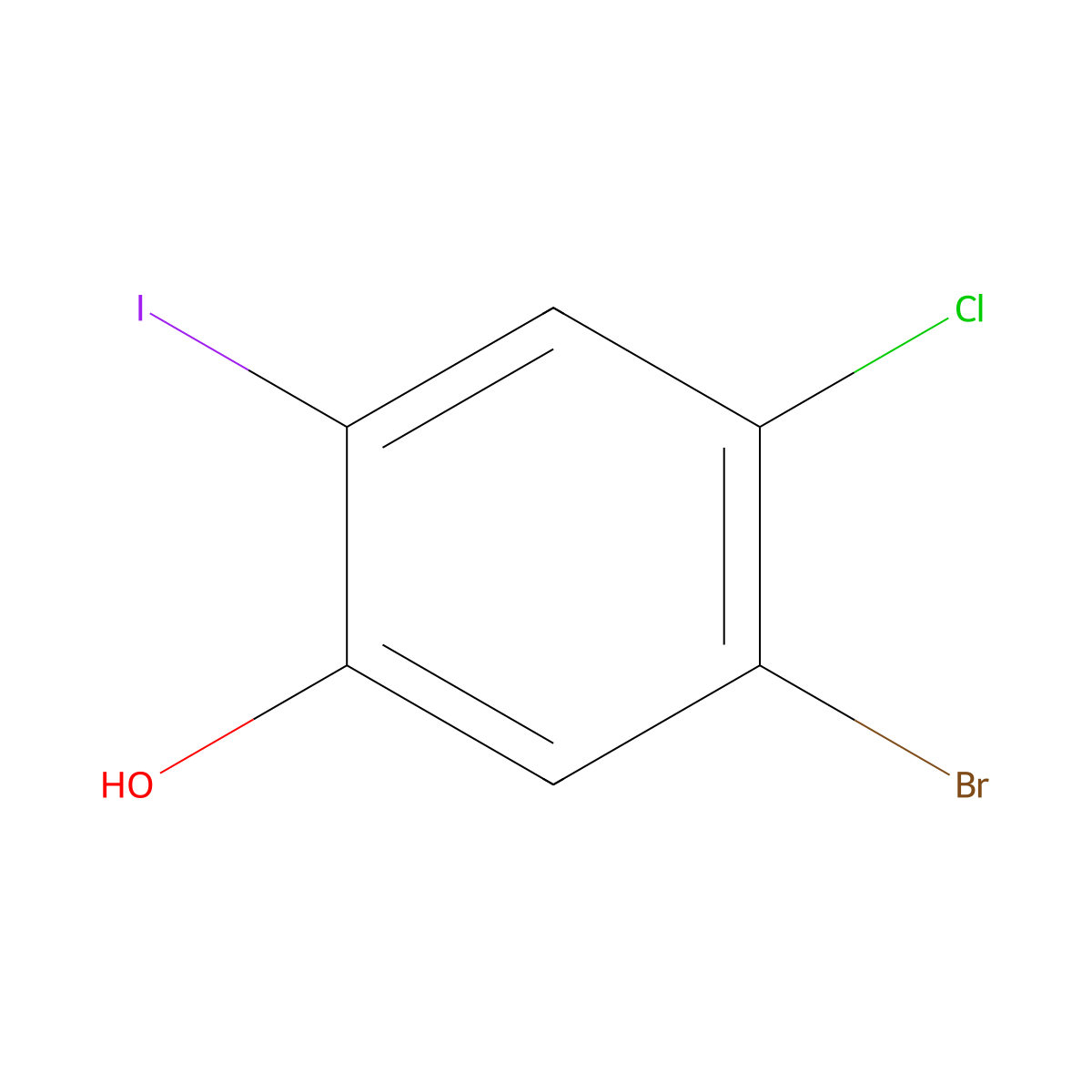 5-Bromo-4-chloro-2-iodophenol molecular structure, CAS 2092184-99-9