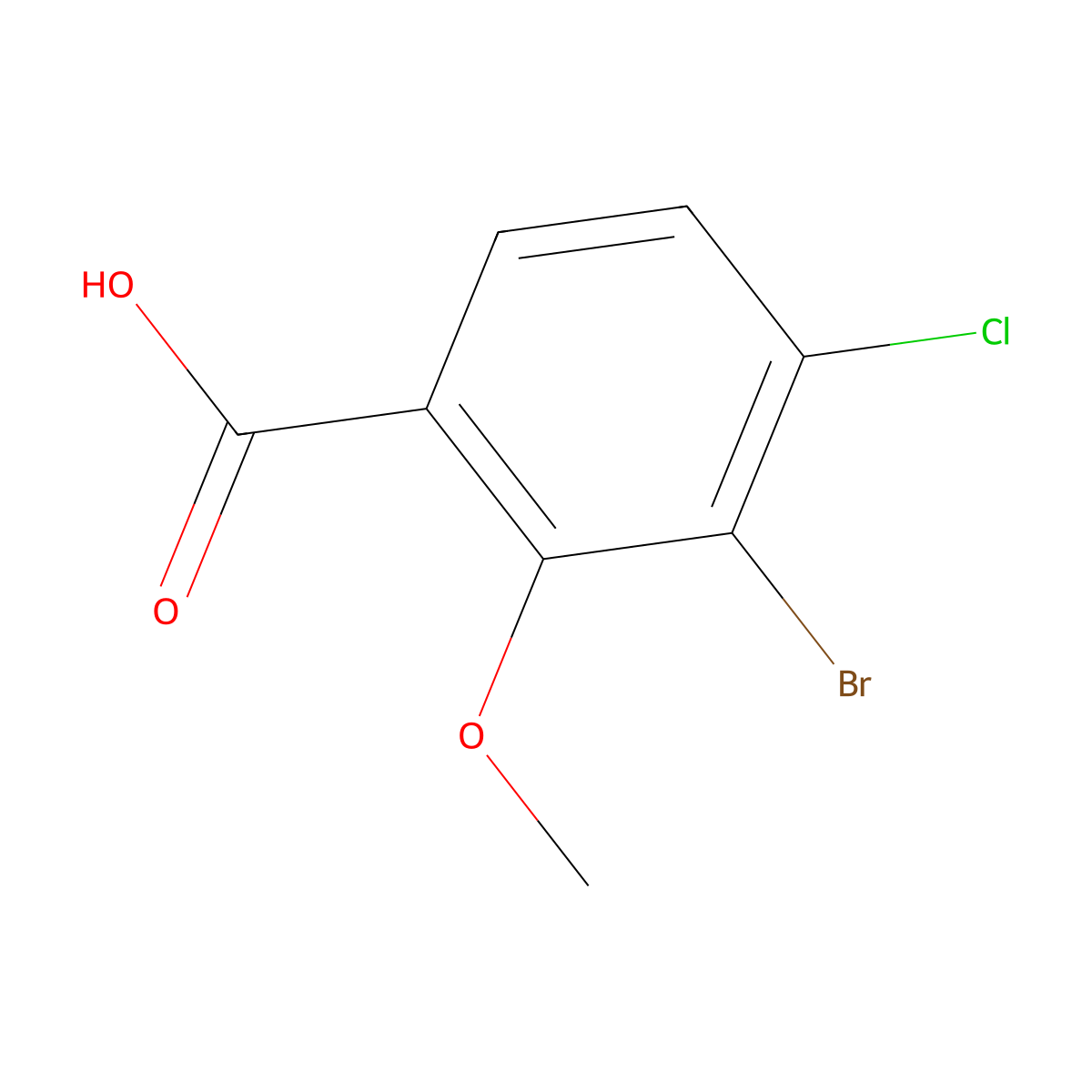 3-Bromo-4-chloro-2-methoxybenzoic acid molecular structure, CAS 2092186-11-1