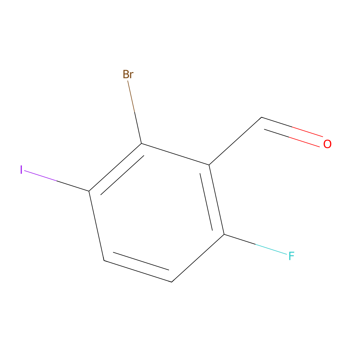 2-Bromo-6-fluoro-3-iodobenzaldehyde molecular structure, CAS 2092187-40-9