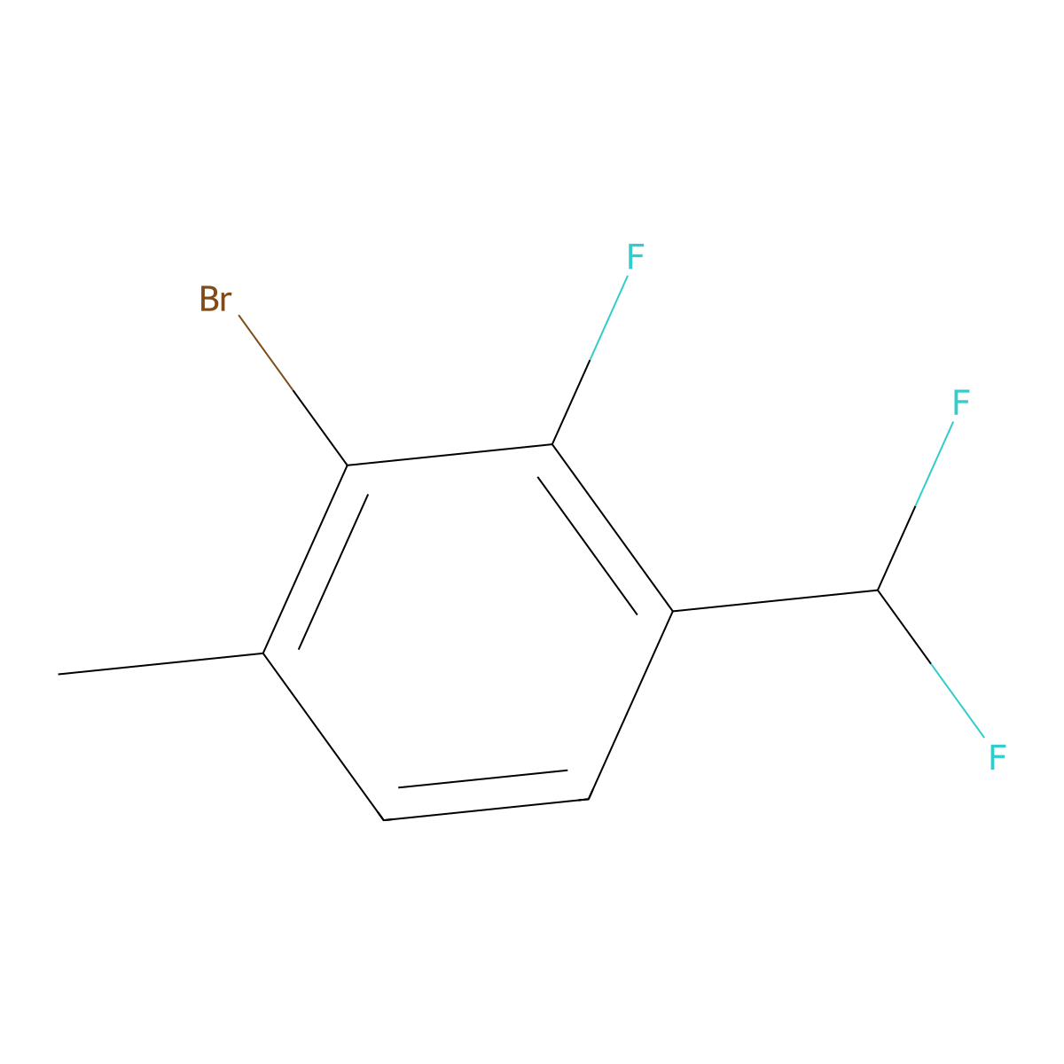 2-Bromo-4-(difluoromethyl)-3-fluoro-1-methylbenzene molecular structure, CAS 2092187-56-7