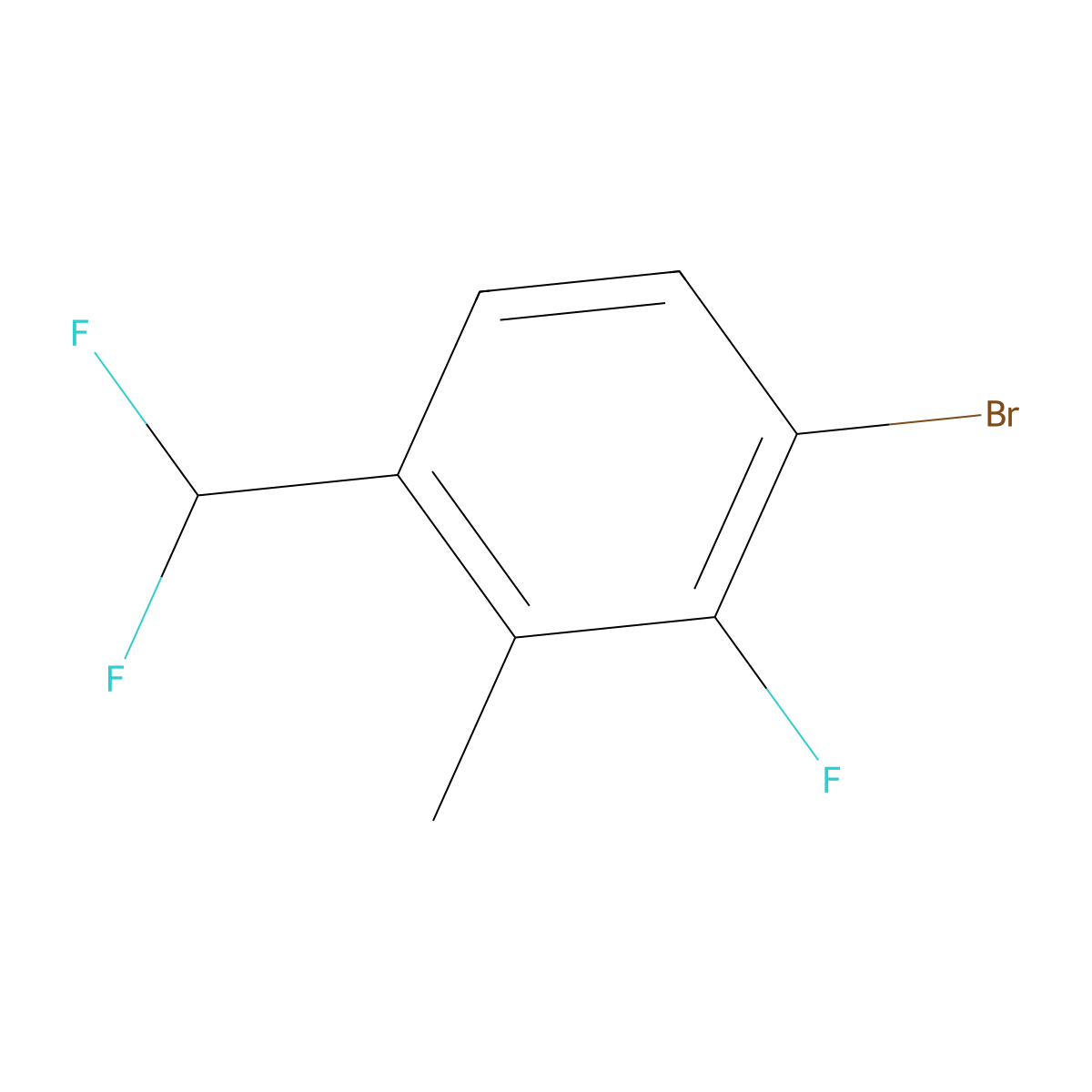 1-Bromo-4-(difluoromethyl)-2-fluoro-3-methylbenzene molecular structure, CAS 2092187-66-9