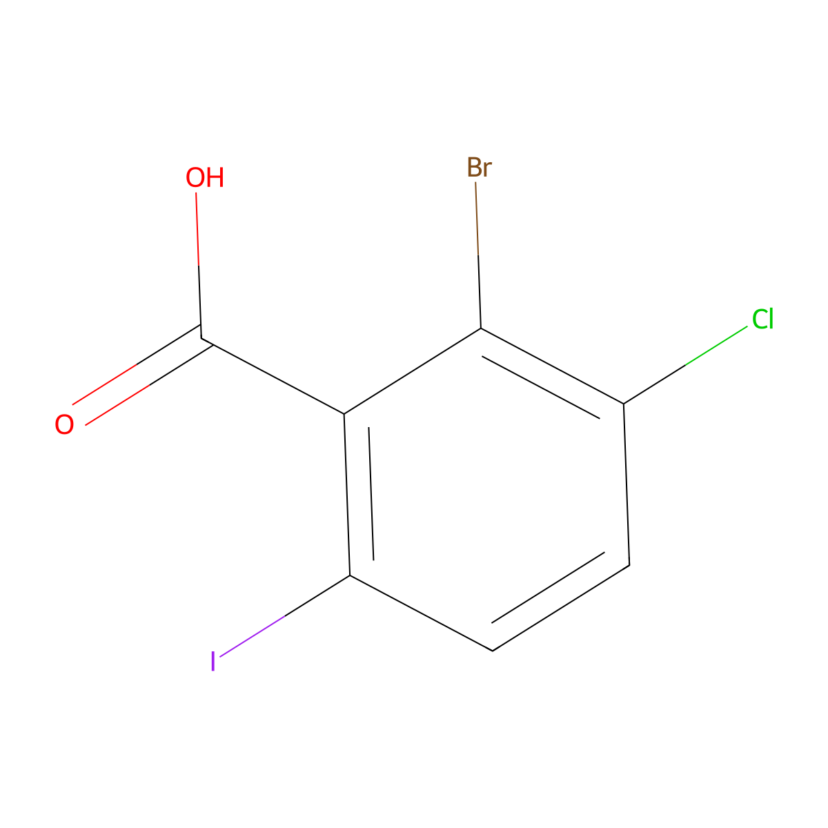 2-Bromo-3-chloro-6-iodobenzoic acid molecular structure, CAS 2092187-82-9