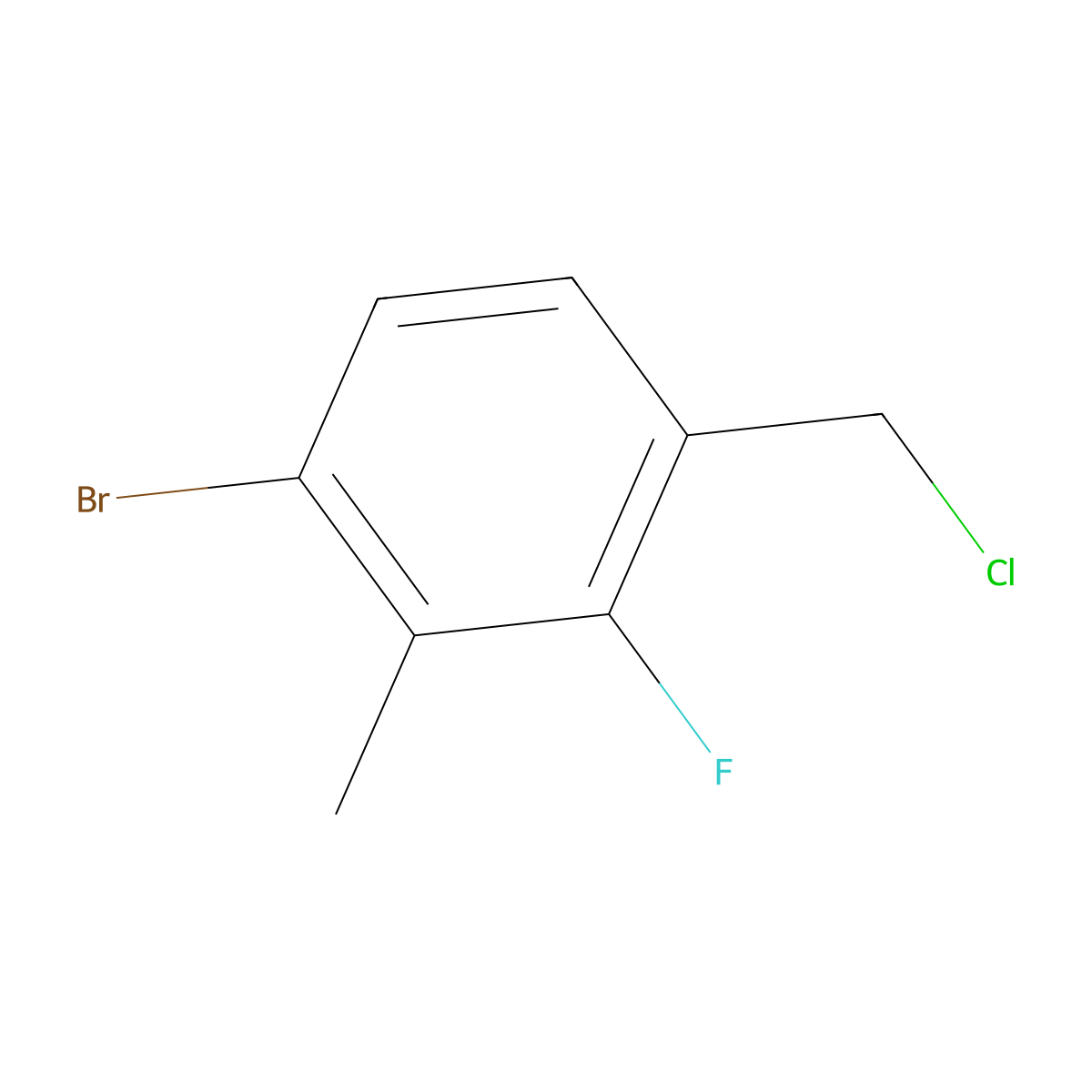 1-Bromo-4-(chloromethyl)-3-fluoro-2-methylbenzene molecular structure, CAS 2092188-00-4