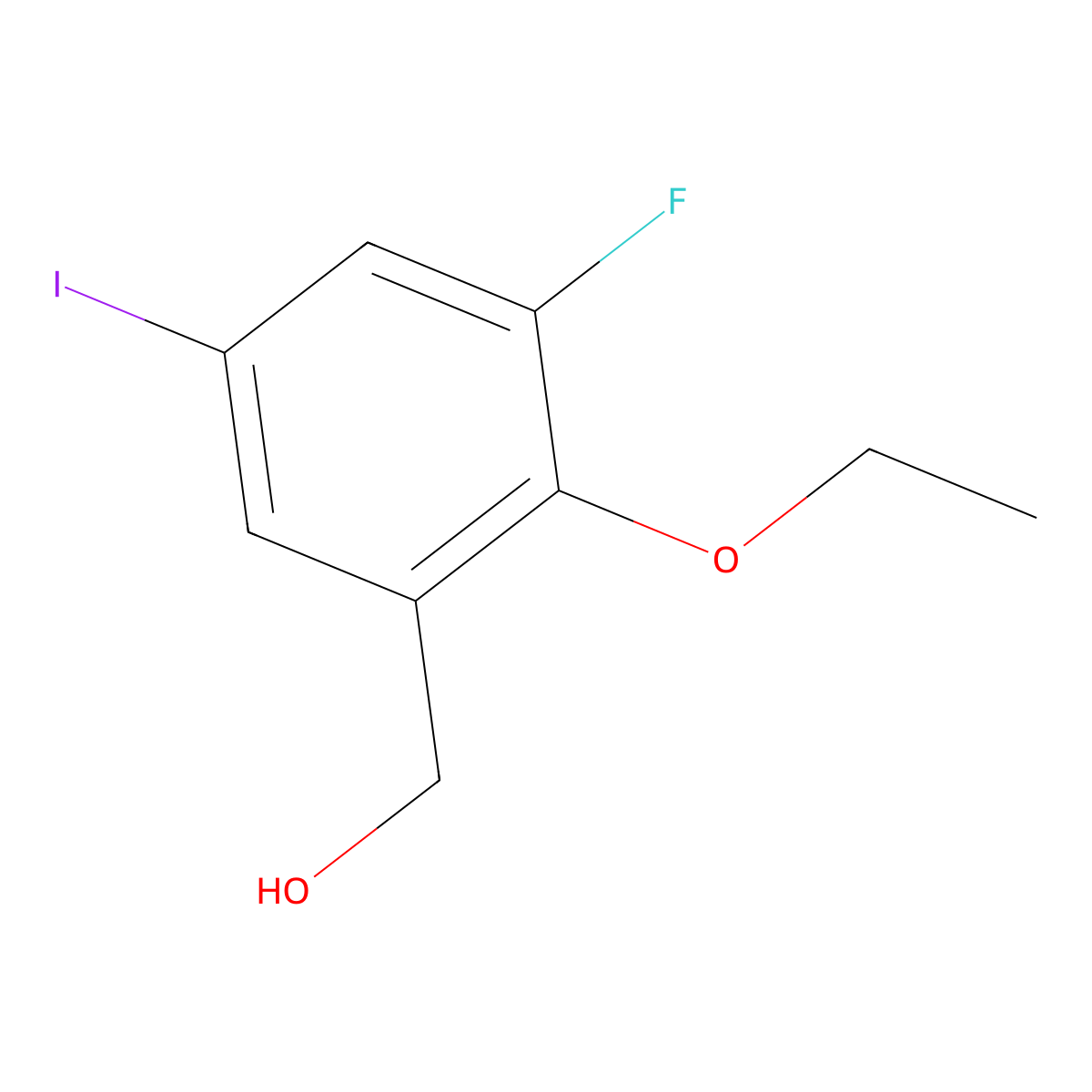(2-Ethoxy-3-fluoro-5-iodophenyl)methanol molecular structure, CAS 2092190-27-5
