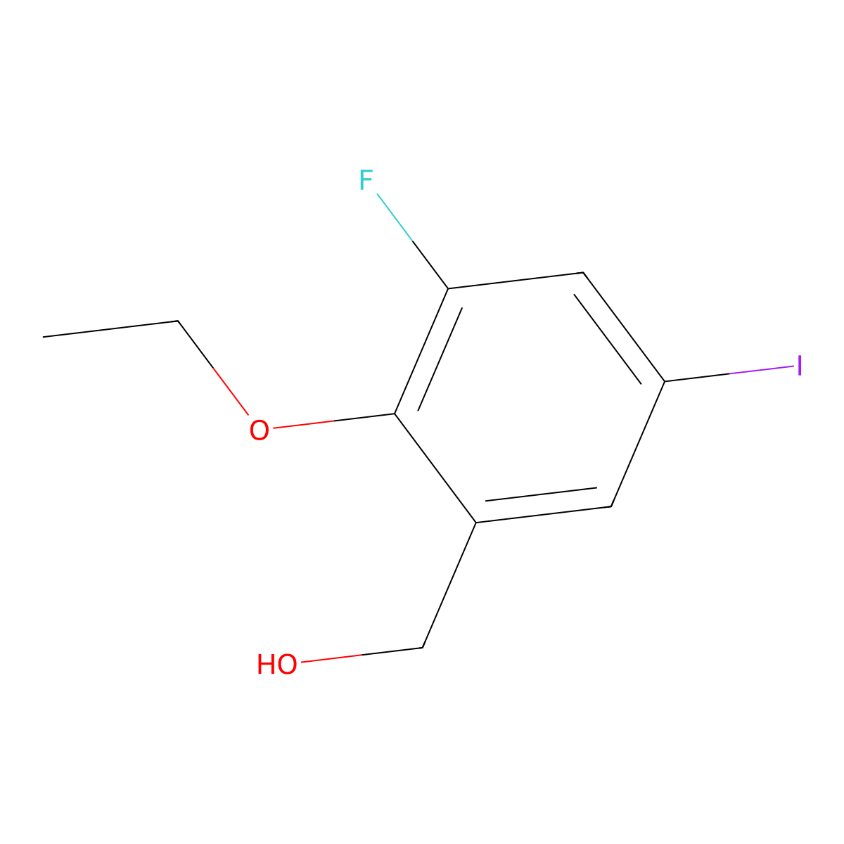 (2-Ethoxy-3-fluoro-5-iodophenyl)methanol molecular structure, CAS 2092190-27-5