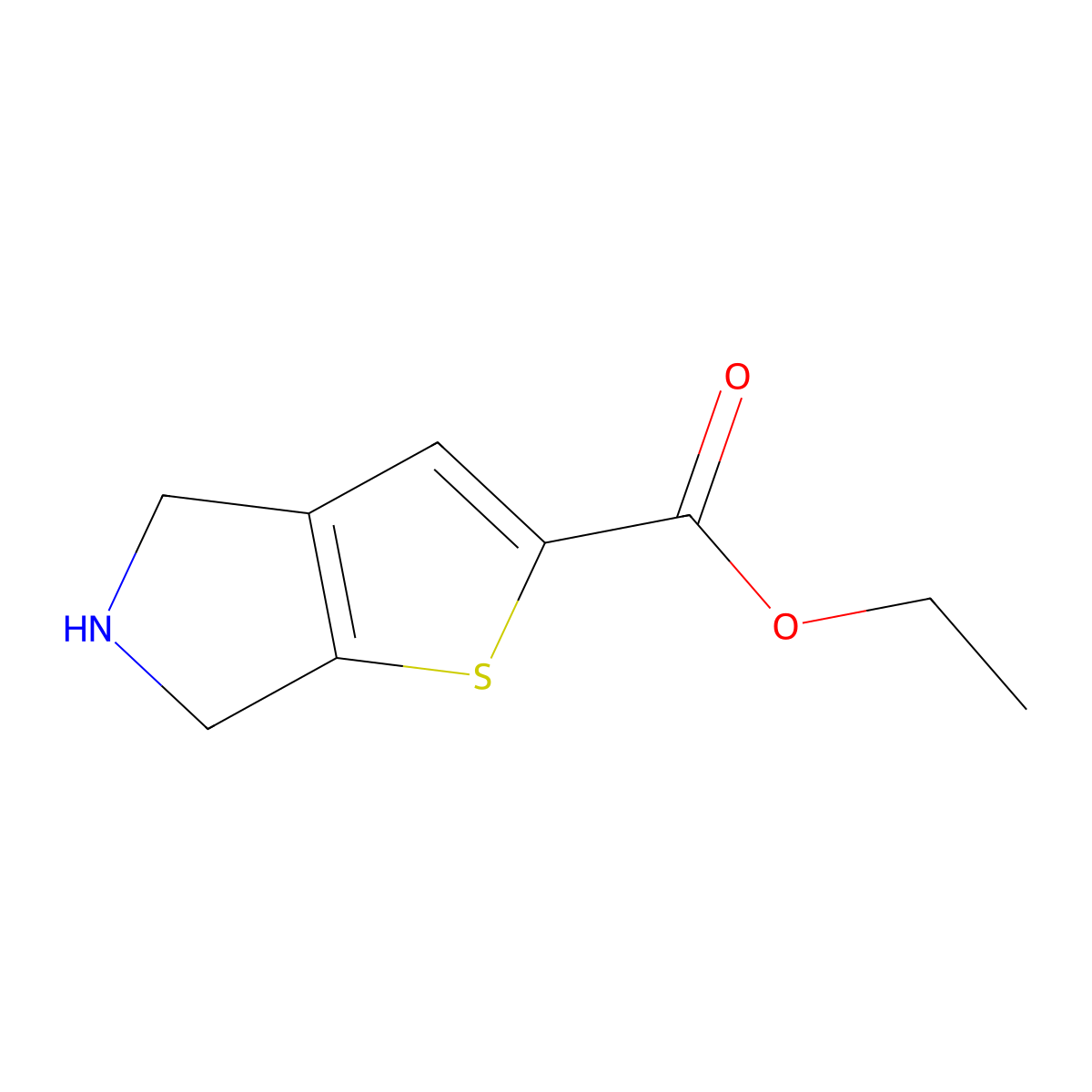 Ethyl 4H,5H,6H-thieno[2,3-c]pyrrole-2-carboxylate molecular structure, CAS 2092194-41-5