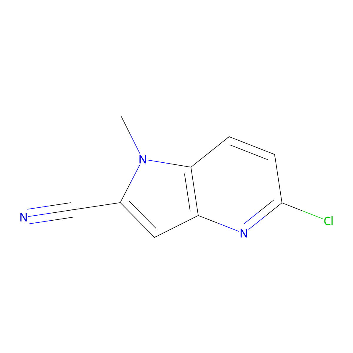 5-chloro-1-methyl-1H-pyrrolo[3,2-b]pyridine-2-carbonitrile molecular structure, CAS 2092196-63-7