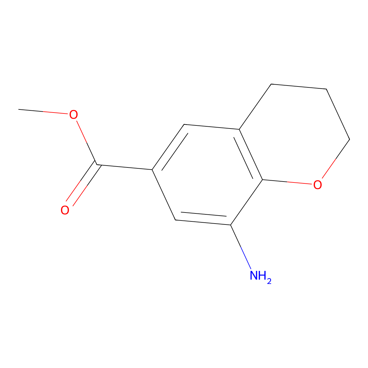 methyl 8-amino-3,4-dihydro-2H-1-benzopyran-6-carboxylate molecular structure, CAS 2092199-71-6