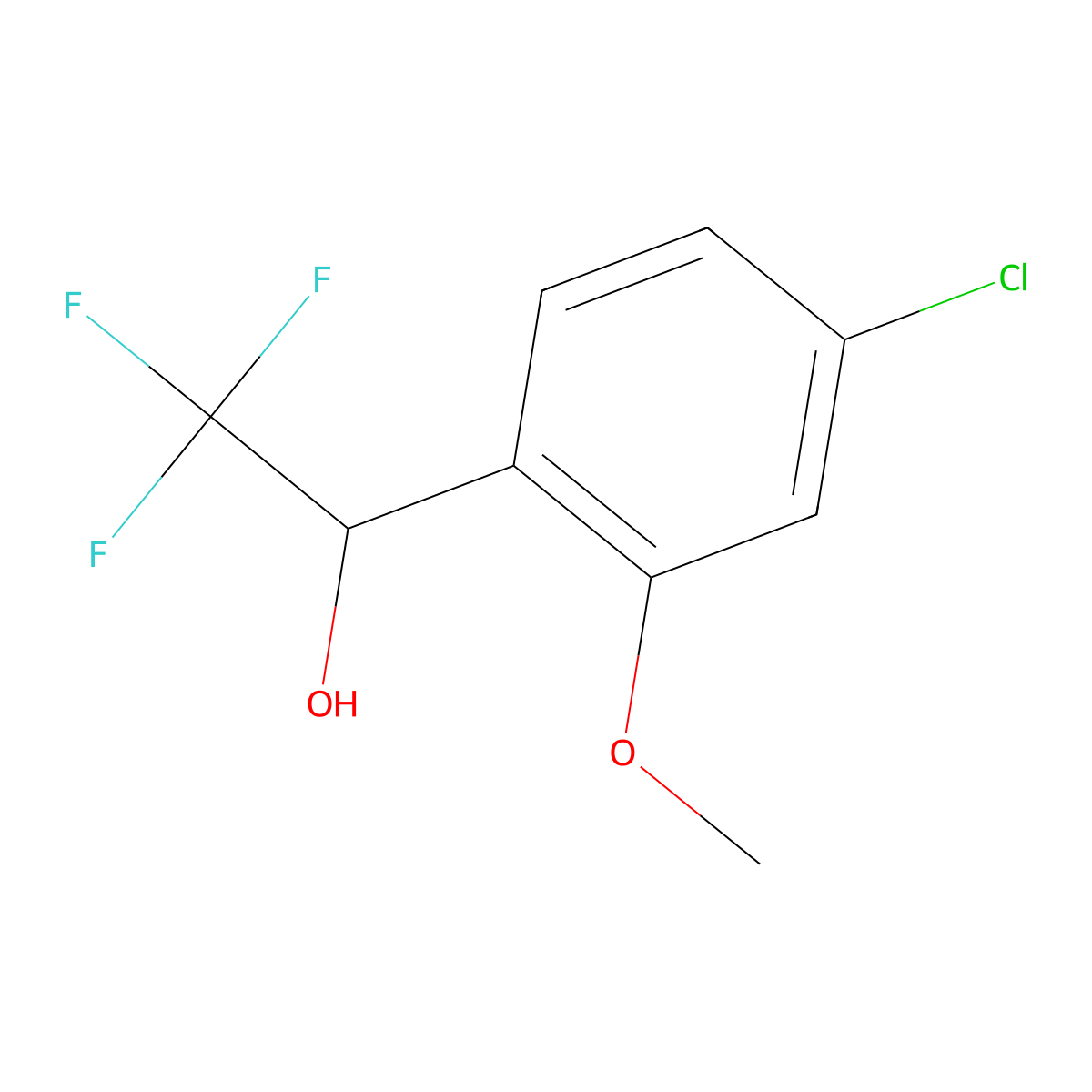 1-(4-Chloro-2-methoxyphenyl)-2,2,2-trifluoroethan-1-ol molecular structure, CAS 2092202-38-3