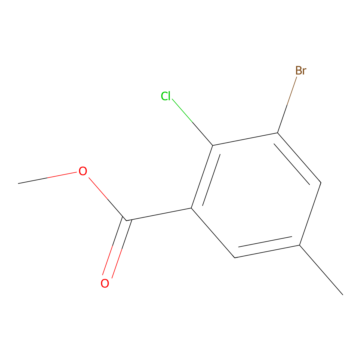 Methyl 3-bromo-2-chloro-5-methylbenzoate molecular structure, CAS 2092209-00-0