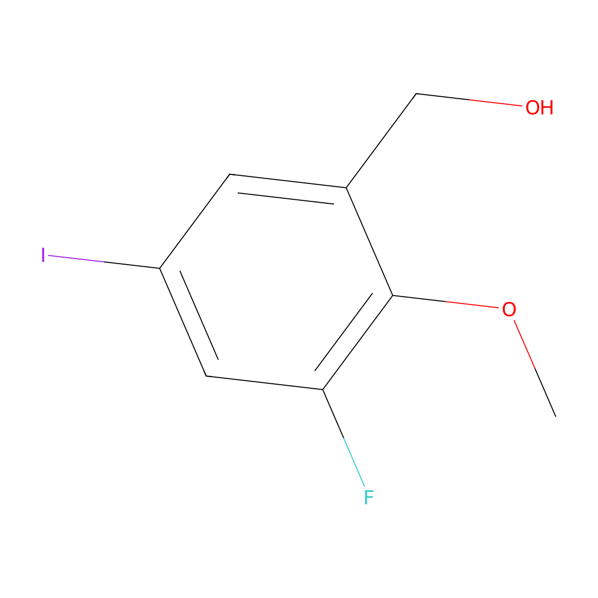 (3-Fluoro-5-iodo-2-methoxyphenyl)methanol molecular structure, CAS 2092209-70-4