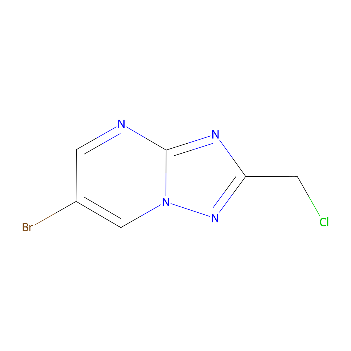 6-Bromo-2-(chloromethyl)-(1,2,4)triazolo(1,5-a)pyrimidine molecular structure, CAS 2092211-77-1