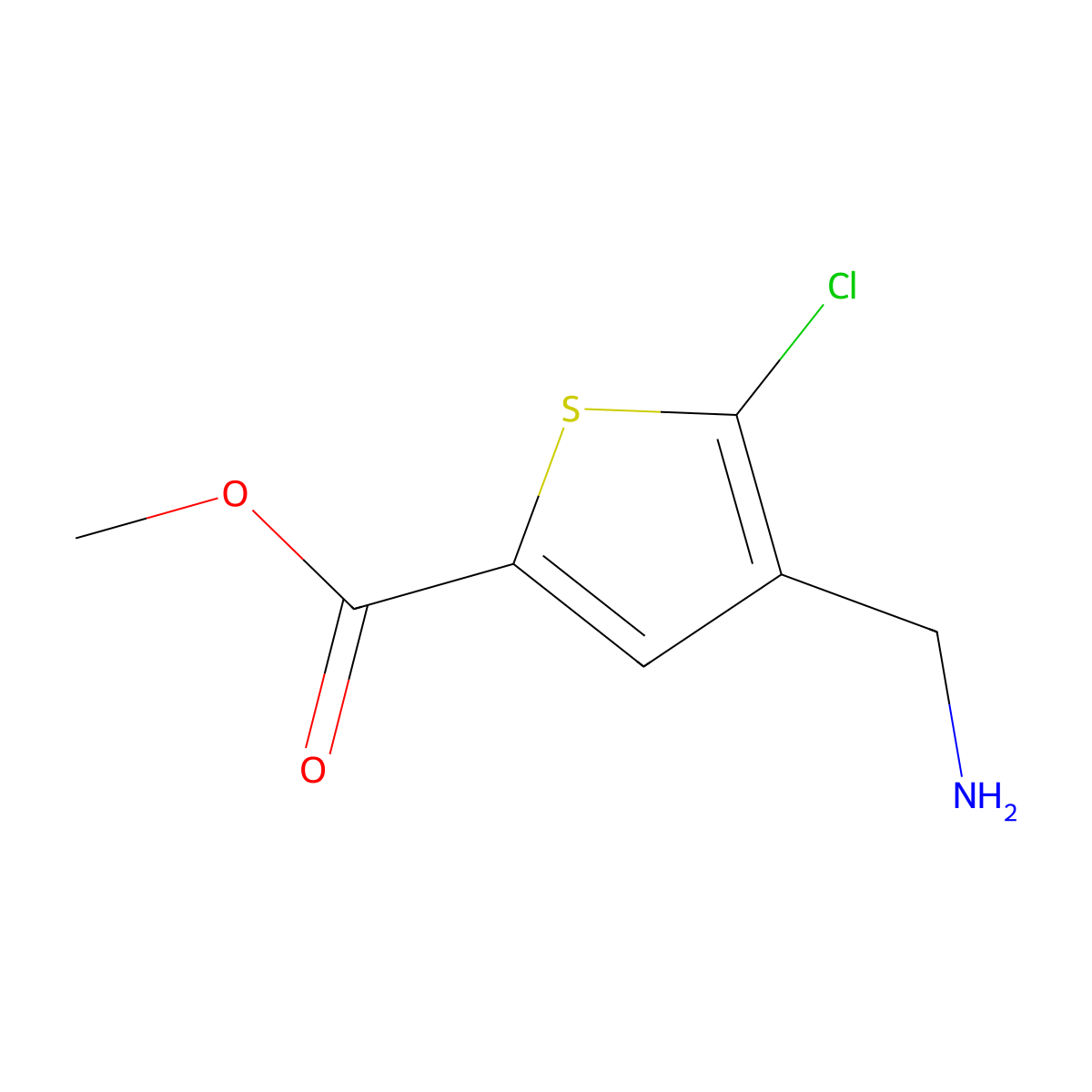 Methyl 4-(aminomethyl)-5-chlorothiophene-2-carboxylate molecular structure, CAS 2092218-21-6