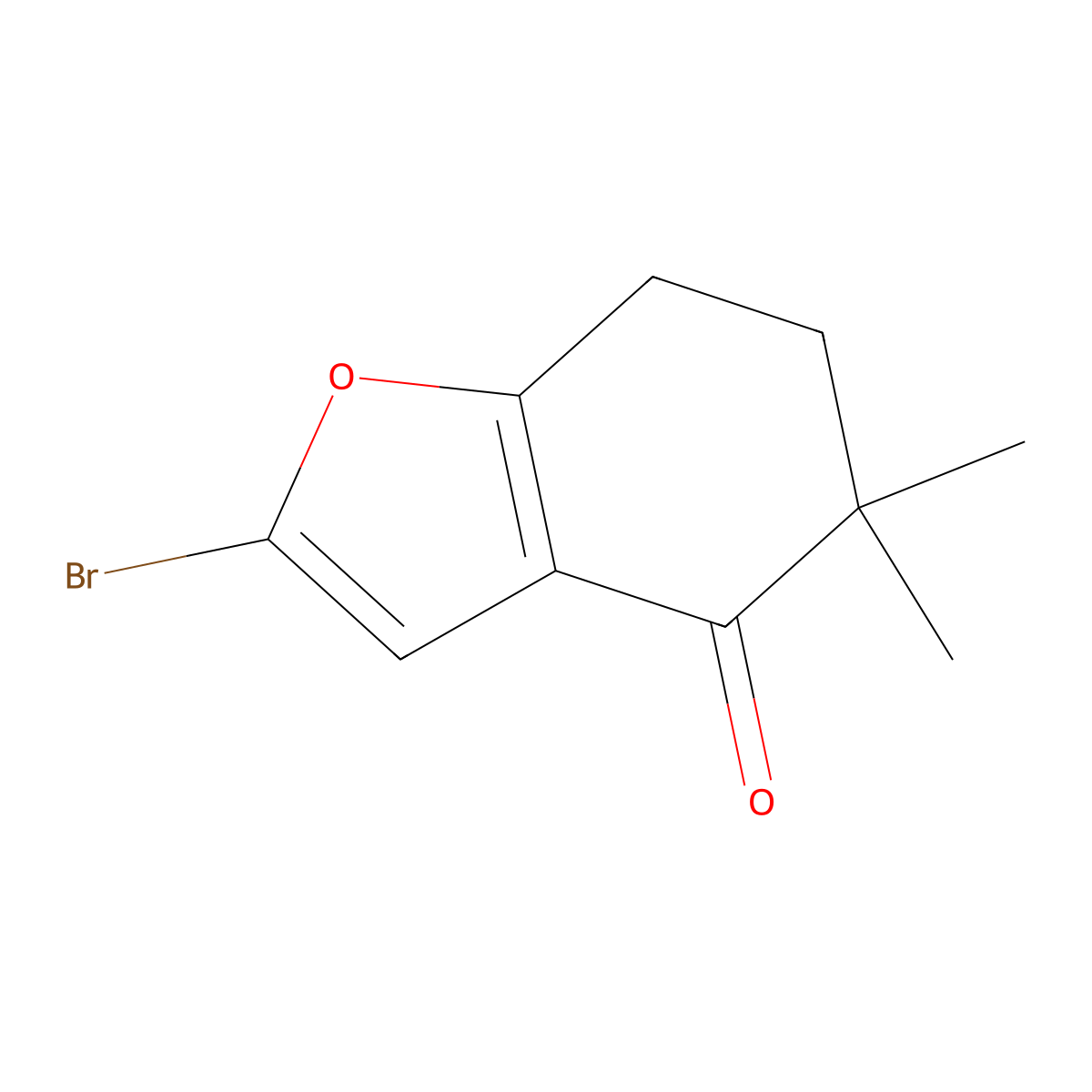 2-Bromo-5,5-dimethyl-4,5,6,7-tetrahydro-1-benzofuran-4-one molecular structure, CAS 2092225-00-6