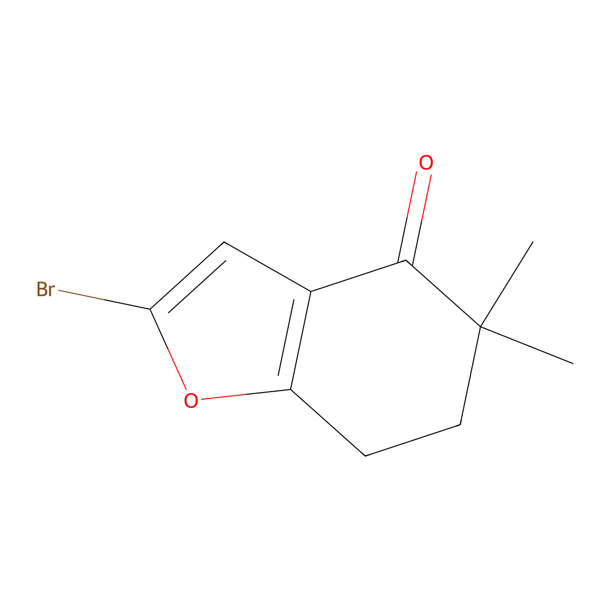 2-Bromo-5,5-dimethyl-4,5,6,7-tetrahydro-1-benzofuran-4-one molecular structure, CAS 2092225-00-6