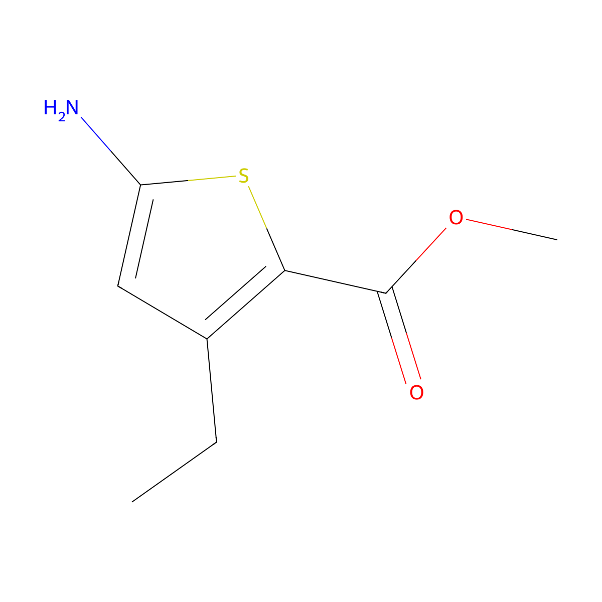 Methyl 5-amino-3-ethylthiophene-2-carboxylate molecular structure, CAS 2092228-14-1